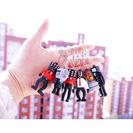 [Chaosong123] Skibidi Toilet Silly Horror Game Toilet Keychain Speakerman Boss Keychain Cartoon Boy Girl Funny Decoration Hot Game Role Toilet Man Creative Boys Girls Kids Home Decor & Gifts, set of 6
