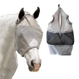 Plus-Size Horse Mask Without Ears, Built-in Visor, Breathable & Lightweight, 95% UV Eye Protection, Adjustable Fit for Comfort (Large Size)