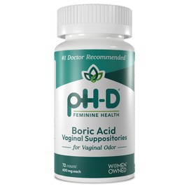pH-D Feminine Health - 600 mg Boric Acid Suppositories - Woman Owned - for Vaginal Odor Use - 72 count