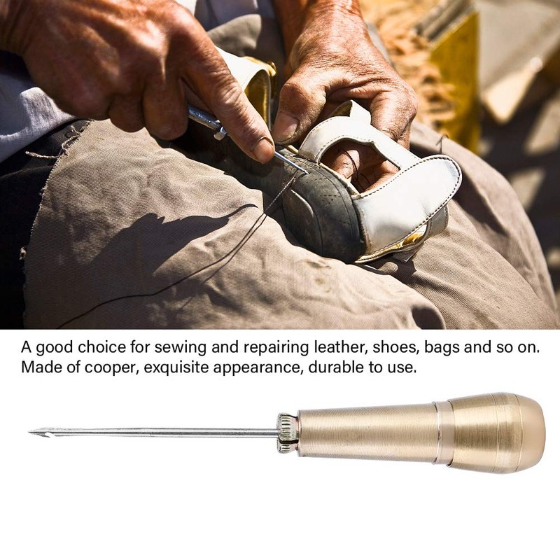 3 Needles Sewing Awl with Copper Handle Leather Shoe Repair