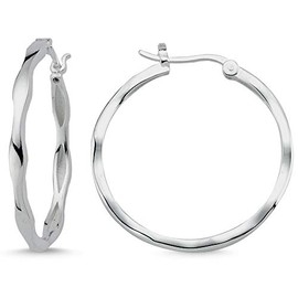 Vinani 2CWE Women's Earrings 925 - Hoop Earrings Shiny Closet Clasp - 925 Sterling Silver for Women, Sterling Silver