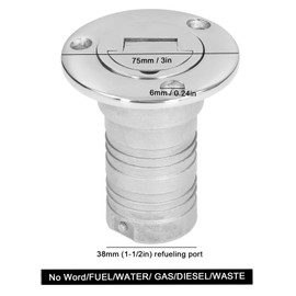 38mm Boat Deck Fuel Filler, Stainless Steel Marine Gas Caps with Keyless Cap, Water Injection Port for Boats Trucks Caravans Trailers(Water)
