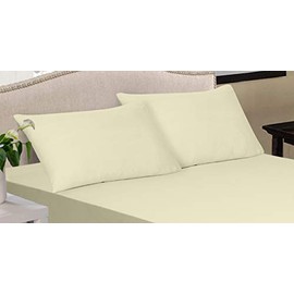 Extra Deep 30 cm Super Soft Luxury Premium Quality 100% Cotton Jersey Fitted Sheet (Cream, Pair of Pillow Case)
