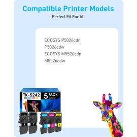 MasaiMara TK5242 TK-5242 Compatible Toner Cartridge for Kyocera ECOSYS M5526cdn M5526cdw P5026cdn P5026cdw M5521cdw M5521cdn P5021cdw P5021cdn Printer | 5-Pack