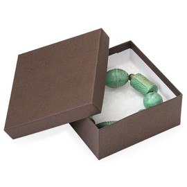 3-1/2x3-1/2x1-1/2 CHOCOLATE KRAFTJewelry Box w/ Non-tarnish Cotton (1 unit, 100 pack per unit.)