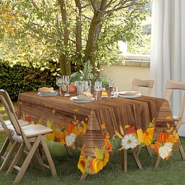 iEvery Autumn Table Cloth, Wipe Clean Thanksgiving Tablecloth Autumn Pumpkin Home Decor, Rectangular Vintage Table Cover for Fall Harvest Party Holiday Outdoor Picnic 140x180cm