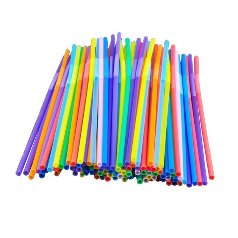 12.8inch Disposabl Drinking Straws, Colorful Extra Long Flexible Bendy Party