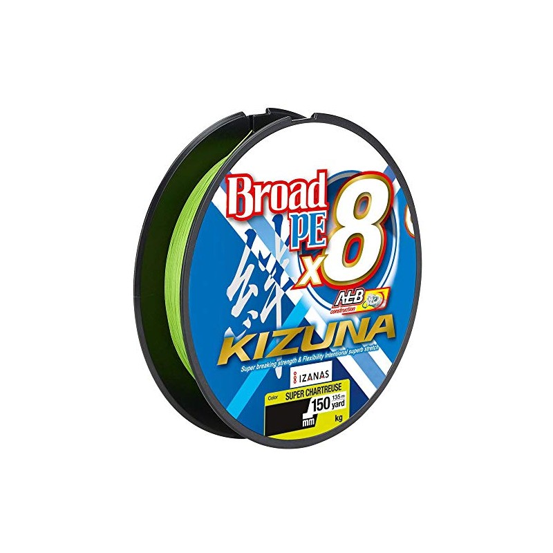 Owner Kizuna 8braid Braided Line for Spin Fishing, Colour: Chartreuse,