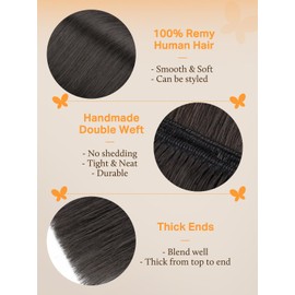 DOORES Human Hair Weft Extensions, 14 Inch 80g Mocha Brown Remy Hair Extensions hand tied weft hair extensions human hair short hair extensions