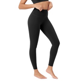ODODOS Body-Hugging 7/8 Workout Leggings with Back Pocket for Women, 25" High Waist Yoga Pants, Black, X-Large