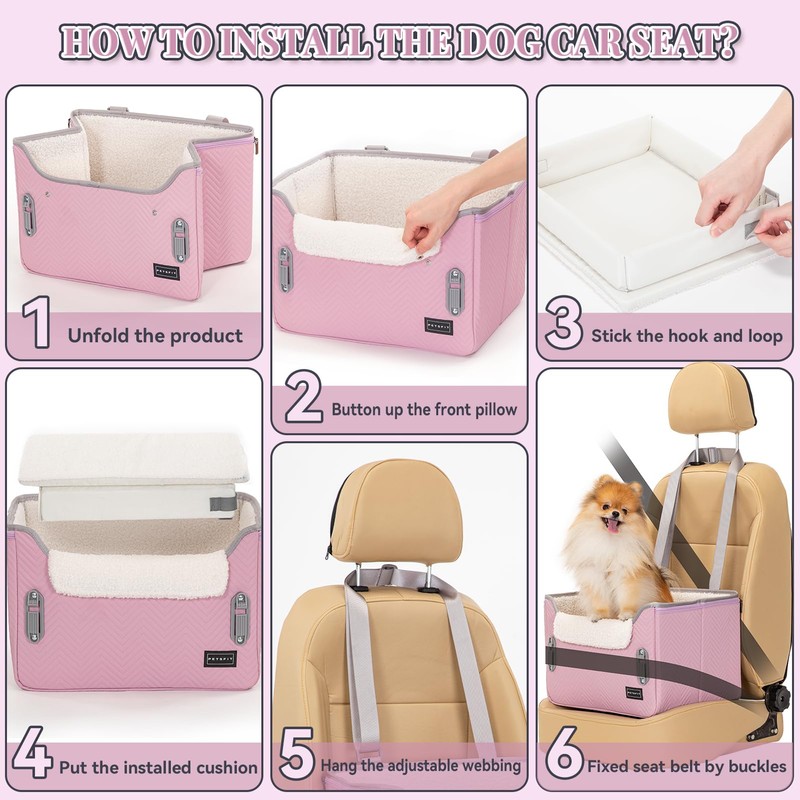 PETSFIT Dog Car Seats for Small Dogs, Portable Puppy Car