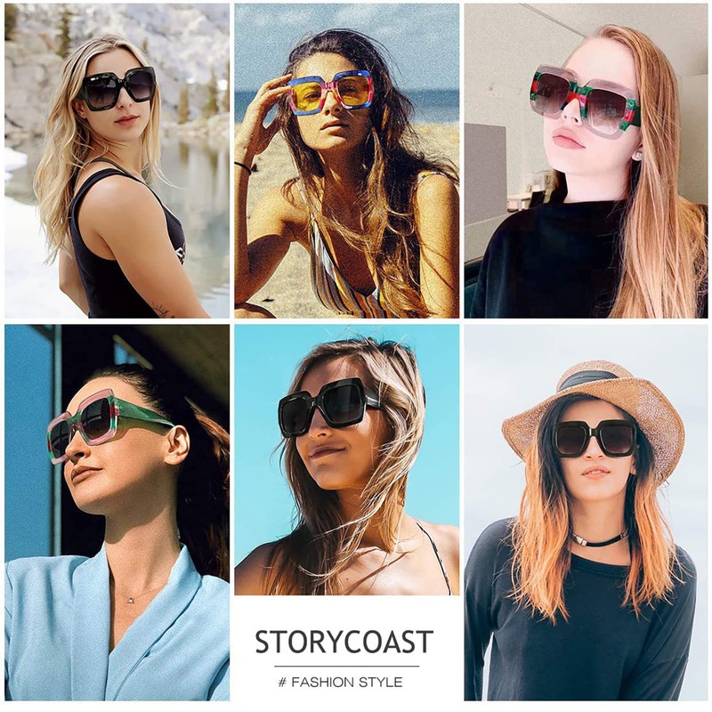 STORYCOAST Luxury Oversized Square Sunglasses for Women - Retro Big