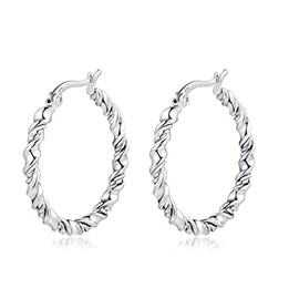 Earrings for women in the shape of a twisted spiral. Gold-plated/silver plated hoop earrings surgical steel earrings ideal as a gift. Earrings girls. Jewellery women's earrings, Gold - silver