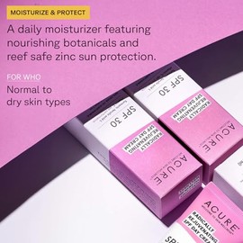 Acure | Protector solar facial rejuvenecedor FPS 30 | Con zinc y ácido ferúlico | Ayuda a minimizar la apariencia de los poros | 30 ml