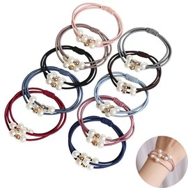 Pack of 10 Pearl Hair Bobbles YUNYAN Elastic Hair Bobbles Ponytail Holder Colourful Hair Scrunchies Pearl Hair Bands Ropes Hair Ring Layered Hair Bobbles for Women Girls (10 Colours)