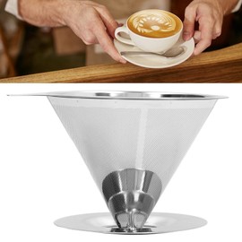Pour Over Coffee Dripper, 1-6 Cup Stainless Steel Slow Drip Reusable Coffee Filter Brewer for Drinking