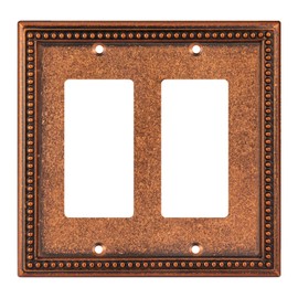 Henne Bery Raised Pearls Decorative Wall Plate Switch Plate Outlet Cover (Double Decorator, Sponged Copper)