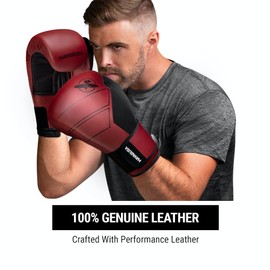 Hayabusa S4 Leather Boxing Gloves for Women & Men - Red, 16oz