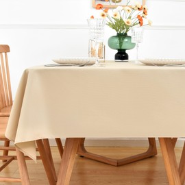 NEWISHER Beige Square Tablecloth 42x42 inch, Heavy Duty Polyester Fabric Table Cloth, Reusable Washable Solid Table Cover for Dining, Kitchen, Party, Wedding, Indoor Outdoor Tabletop Decoration