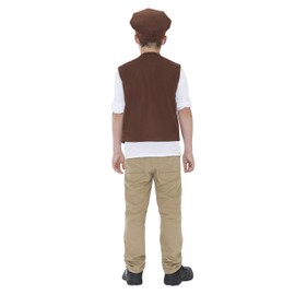Smiffys Victorian Urchin Kit, Brown with Waistcoat & Cap, Boys Fancy Dress, Child Dress Up Accessories