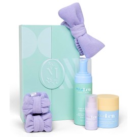 From Head to Glow Set Natural Cosmetics Face Care Gift Set for Kids & Tweens - Foam & Fresh Wash Gel, Barrier Face Cream/Moisturising Cream & Travelsize Glow Right Face Serum (Vegan)