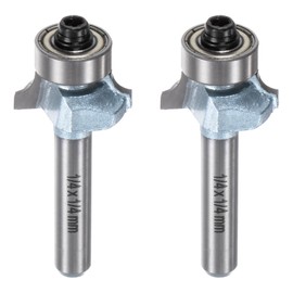 sourcing map 2pcs Roundover Router Bit 1/4 Shank 1/8" Radius Tungsten Steel Tipped Edge Rounding Over Bit with Bearing Guide, Woodworking Milling Tool, Light Blue