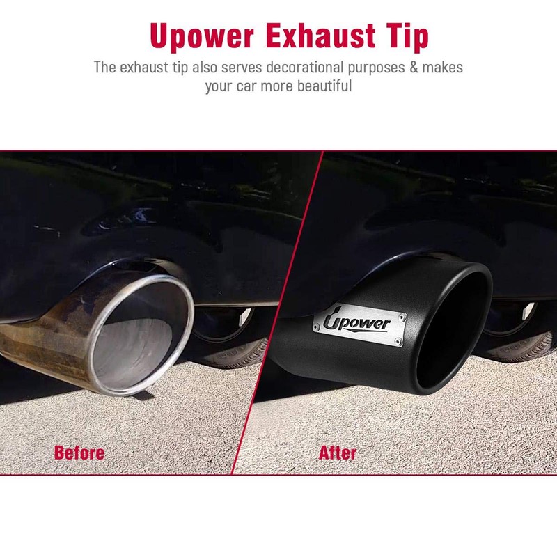 Upower Exhaust Tips 4" Inlet 10" Outlet 15" Black Long