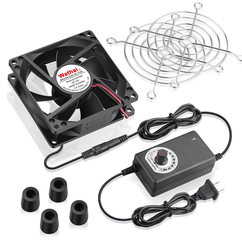 Wathai 80mm Small Computer Cooling Fan with AC Plug, 110V
