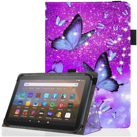 Universal 10 10.1 Inch Android Tablet Case Slim Folding Stand Cover for All 9"-10.5" Touchscreen with Stylus Pen Holder Butterfly 01 - Color: Lotus Leaf