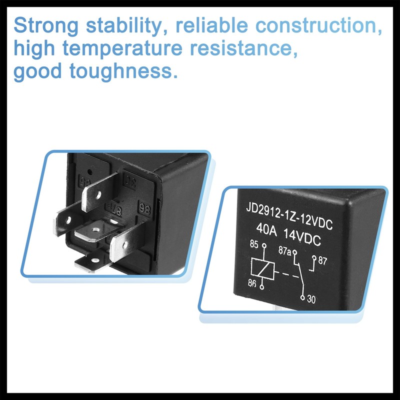 Hihaha 2Pcs Car Relay 5 Pin 12V 40Amp SPST Model