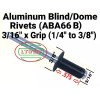 Cellus (25) Black All Aluminum Rivets (ABA66B) 3/16" x Grip