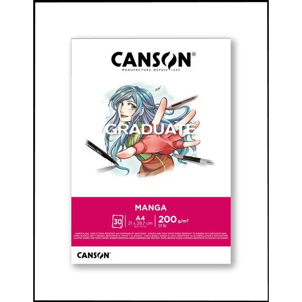 CANSON Graduate Manga - Bloc 30 feuilles A4-200g/m² - Blanc