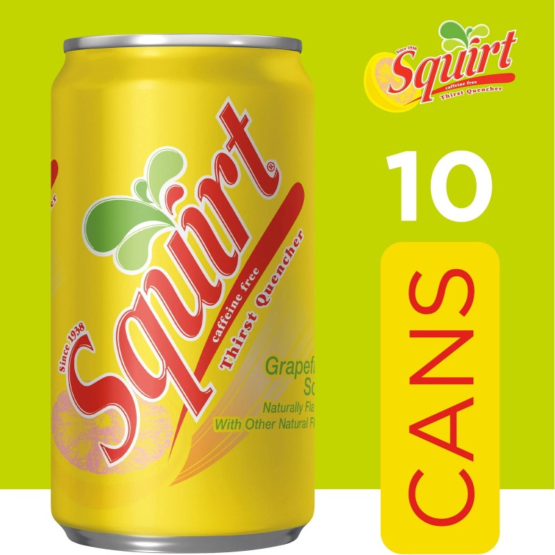 Squirt Caffeine Free Grapefruit Soda Pop, 7.5 fl oz, 10