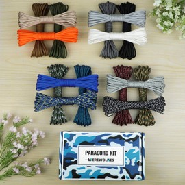 WEREWOLVES Paracord 550 Combo Crafting Kits - Survival Paracord Bracelet Rope Kits - Tent Rope Parachute Cord with Soft Tape Measure, Buckles, Carabiner, and Key Rings - Great Gift
