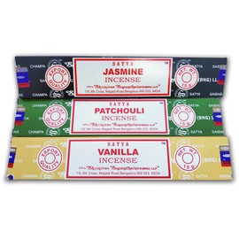 Aromatic Incense Pack x 3 Satya Frankincense Vanilla + Jasmine + Patchouli | Aromatherapy with Natural Frankincense | Incense Sticks | 3 Boxes of 15 g