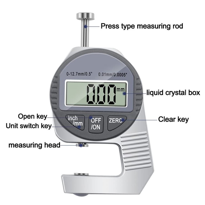 Smgda Digital Thickness Meter Measuring Tool, Electronic Thickness Meter, Measuring