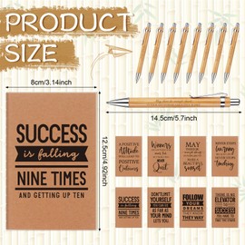 32 Pcs Inspirational Notebooks Motivational Ballpoint Pens Thank You Wood Bamboo Pen Inspirational Quote Notepads Small Pocket Notebook Funny Motivational Journals Notepads for Office School Gift
