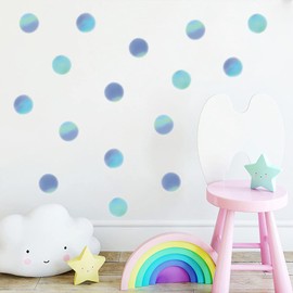 ROFARSO 120 Decals 2.2'' Hazy Gradient Blue Purple Color Polka Dots Wall Decals Stickers DIY Removable Peel & Stick Wall Art Decorations Home Decor for Nursery Bedroom Living Room Playing Room