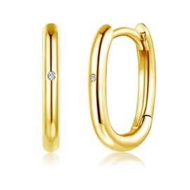 Josfeva Silver Hoop Earrings for Women, 925 Sterling Silver Oval Earrings Hoop Earrings with 5A Cubic Zirconia, Hypoallergenic U-shaped Geometric Silver Hoop Earrings, Cartilage Sleeping Earrings for