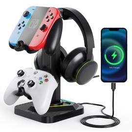 Headphone Stand for Desk,Headset Stand - Controller Holder with USB Charging and Type-c Port,for Gamepad Earphone Accessories