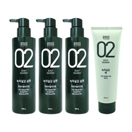 [amos] Amos Green Tea Realistic Shampoo Revitalizing 500g 3pcs + Hair Pack 250ml / [amos] 아모스 녹차실감 샴푸 리바이탈 라이징 500g 3개+헤어 팩 250ml
