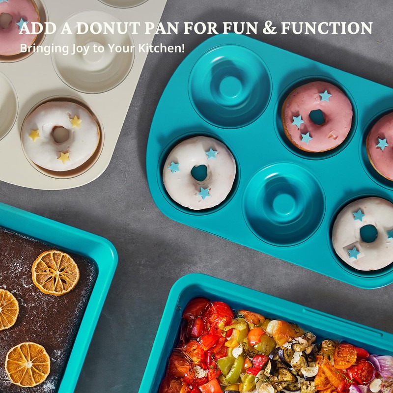 BRONYPRO Ceramic Baking Pans Set, 9-Piece Baking Sheet Set with