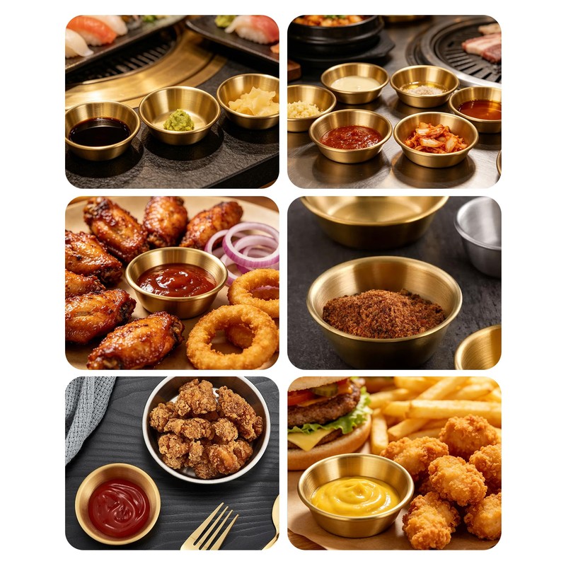 Gold Stainless Steel Dipping Bowls 10 Pack, 3.15 Inch