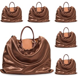 Ersmak 6 Pack Dust Bags for Handbags - Brown Silk Dust Cover Bag for Purses Shoes - Satin Drawstring Dustproof Bags for Travel Storage - 19.7 x 15.7 In