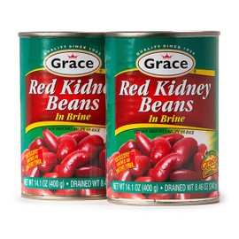 Grace Dark Red Beans in Brine 15 oz - 2 Pack - Caribbean Red Kidney Beans Canned - Gluten Free Non GMO Low Sodium