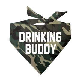 Drinking Buddy Dog Bandana | 100% Cotton Triangle | Made in USA | Funny Beer Lovers | Brewery Bar | Drinking Parade Event Party | Camo One Size (11)