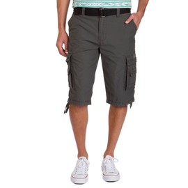 UNIONBAY mens Cordova Belted Messenger - Reg and Big Tall Sizes Cargo Shorts, Flint, 36 US