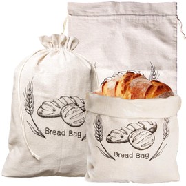 3 Packs Bread Bags for Homemade Bread, 20" x 14" Large Bread Bags Plastic Lined, Reusable Sourdough Bread Bags Linen Bag Cloth Saver For Sourdough & Homemade Bread Storage (3)