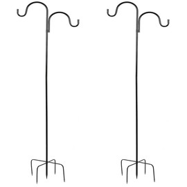 NUZAMAS 96cm (1cm diameter) Shepherds Hooks for Garden Lights Adjustable Metal Stake Hangers Garden Heavy Duty Plant Hooks for Garden Lights Weddings Plant Baskets Lantern Bird (2 Pack Black)