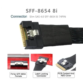 cablecc Oculink PCIe PCI-Express Data Active Cable SFF-8611 8i to SFF-8654 8i 8X Slimline SSD 50cm